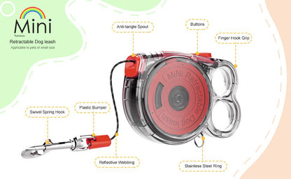 Mini Retractable Dog Leash for Small Pets – Lightweight & Portable
