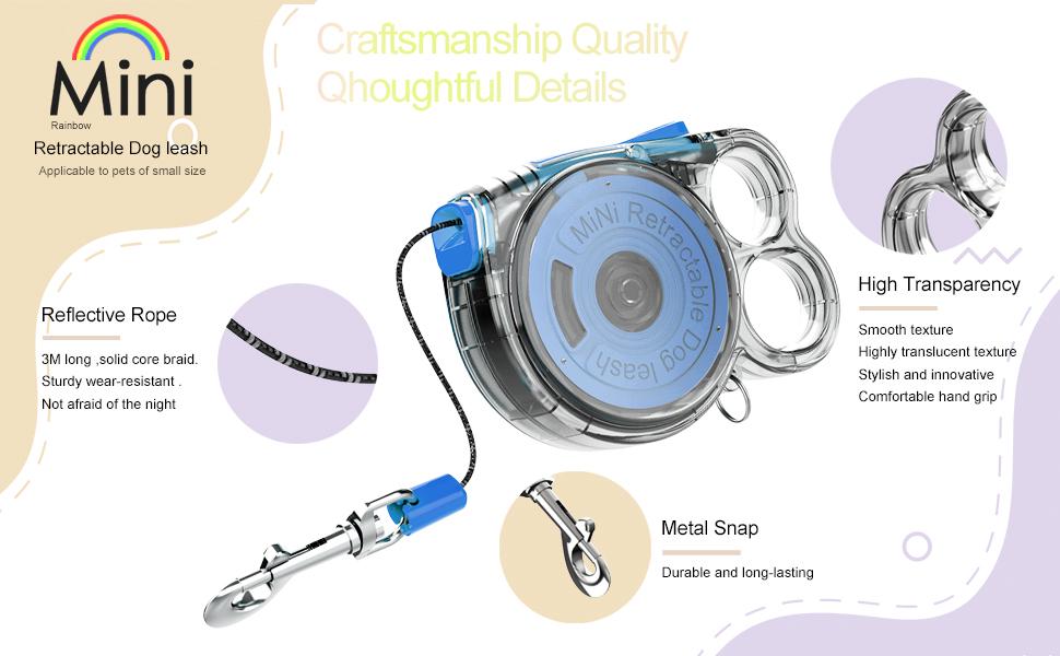 Mini Retractable Dog Leash for Small Pets – Lightweight & Portable